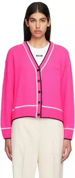 Розовый кардиган с вышивкой MSGM