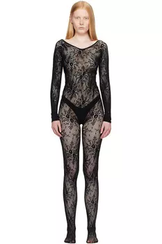 Розовый кружевной комбинезон Swedish Stockings, черный