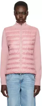 Розовый пуховик из шерстяной подкладки Moncler