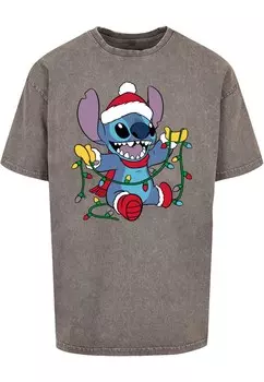 Рубашка ABSOLUTE CULT Lilo And Stitch - Christmas Lights, базальтовый серый