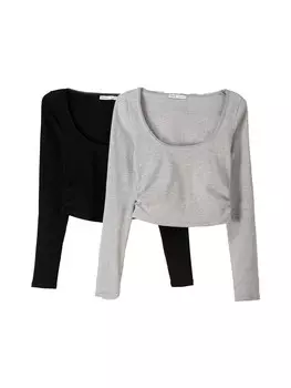 Рубашка Bershka, цвет Grey/Black