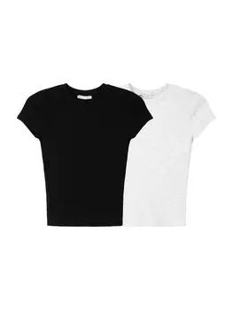 Рубашка Bershka, цвет Light grey/Black