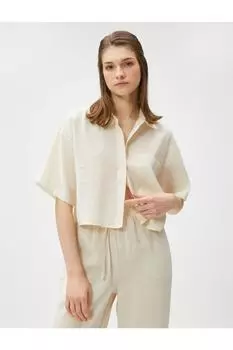 Рубашка - Бежевая - Oversize Koton, бежевый