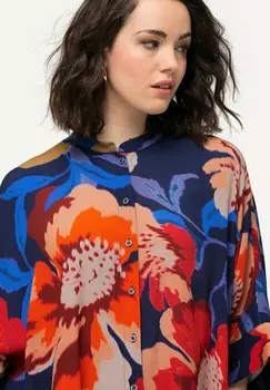 Рубашка-блузка 3/4 SLEEVE FLORAL Ulla Popken, темно-синий