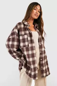 Рубашка Boohoo в клетку, stone