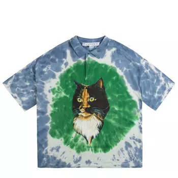 Рубашка Cat Print Tie Dye Polo Shirt Jw Anderson, синий