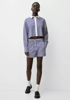 Рубашка CHECKED Bershka, синий