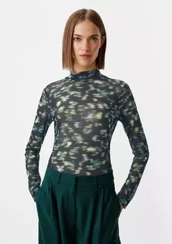 Рубашка Comma Casual Identity, зеленый/черный