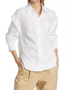 Рубашка Derek Lam 10 Crosby Marley с рюшами на рукавах, белый