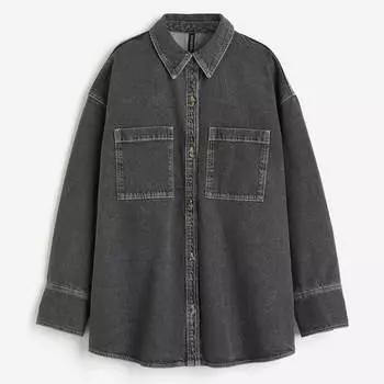 Рубашка джинсовая H&M Oversized, темно-серый