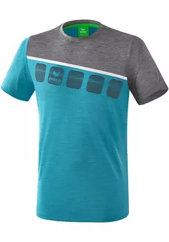 Рубашка erima 5 C T Shirt, цвет oriental blue melange/grau melange/weiss