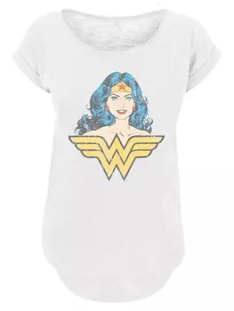 Рубашка F4NT4STIC DC Comics Superhelden Wonder Woman Gaze, белый