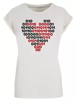 Рубашка F4NT4STIC I love you 01001001 Binary Code Herz Valentinstag, песочный