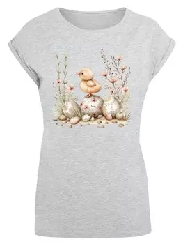 Рубашка F4NT4STIC Ostern Kken Ei Blumen, серый