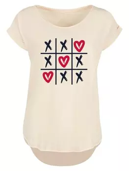 Рубашка F4NT4STIC Valentinstag Herz Tic Tac Toe, песочный