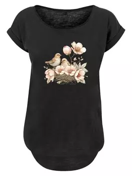 Рубашка F4NT4STIC Vogelnest Blumen, черный