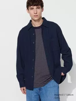 Рубашка фланелевая Uniqlo, цвет 69 синий