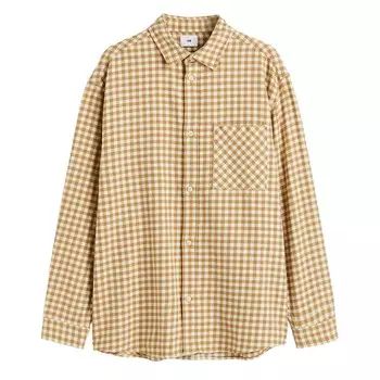 Рубашка H&amp;M Checked Cotton Twill, бежевый/белый