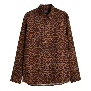 Рубашка H&amp;M Leopard Print Regular Fit Patterned, коричневый