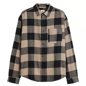 Рубашка H&amp;M Relaxed Fit Flannel, бежевый/черный