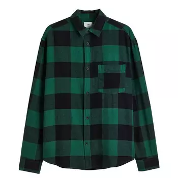 Рубашка H&amp;M Relaxed Fit Flannel, зеленый/черный