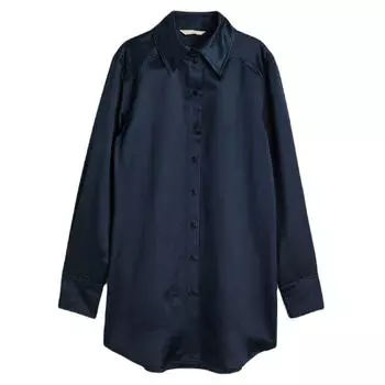 Рубашка H&amp;M Silk Blended, темно-синий