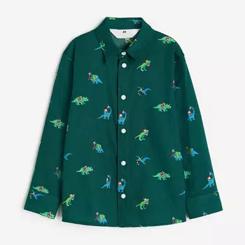 Рубашка H&M Cotton, темно-зеленый