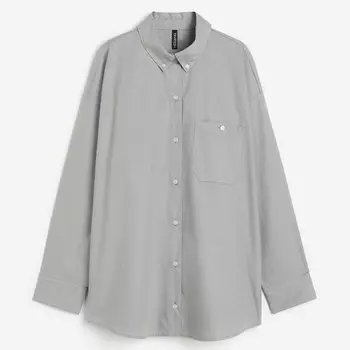 Рубашка H&M Oversized Poplin, серый
