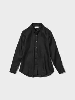 Рубашка из 100% льна премиум-класса Uniqlo, цвет 09 черный