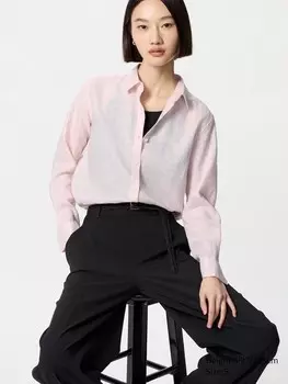 Рубашка из 100% льна премиум-класса Uniqlo, цвет 10 розовый
