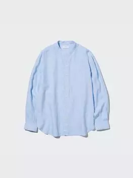 Рубашка из 100% льна премиум-класса Uniqlo, цвет 61 синий