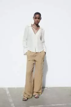 Рубашка из 100% льна ZARA, экру