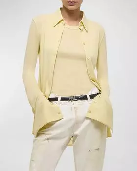 Рубашка из джерси на пуговицах спереди Helmut Lang, цвет Butter