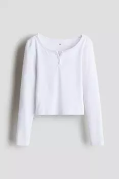 Рубашка из джерси с длинными рукавами H&M, белый