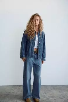 Рубашка из джинса trf ZARA, синий