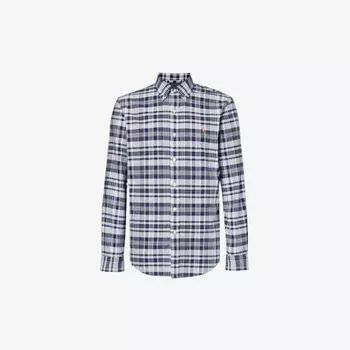 Рубашка из хлопка индивидуального кроя в клетку Polo Ralph Lauren, серый