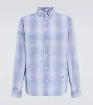 Рубашка из клетчатого поплина Loewe, Blue/White/Black
