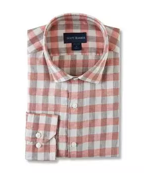 Рубашка из льна Exploded Gingham в цвете Spice Scott Barber