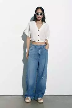 Рубашка из льна ZARA, белый