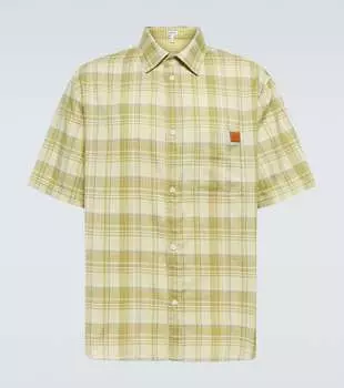 Рубашка из марлевки в клетку Loewe, Green/Yellow