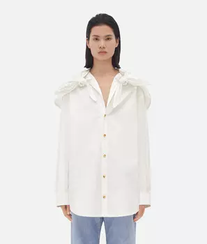 Рубашка из плотного хлопка с узелками Bottega Veneta, белый