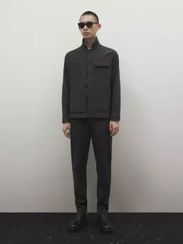 Рубашка из полушерсти в полоску Massimo Dutti, серый