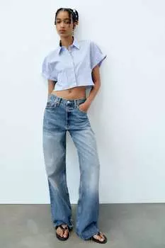 Рубашка из поплина ZARA, белый