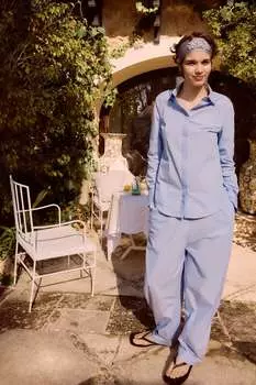 Рубашка из поплина ZARA, синий