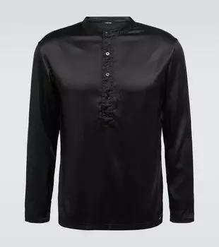 Рубашка из смесового шелка Tom Ford, черный