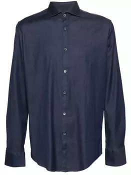 Рубашка из ткани шамбре Canali, синий