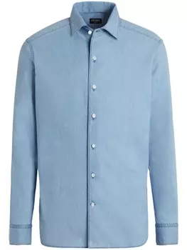 Рубашка из вареного денима Zegna, синий