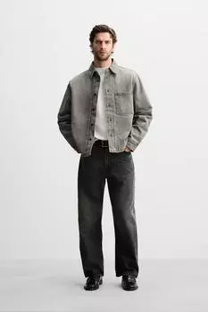 Рубашка из выцветшего денима ZARA, серый