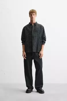 Рубашка из жаккардового платья с крашением ZARA, черный