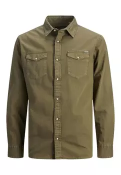 Рубашка Jack & Jones однотонная, зеленый